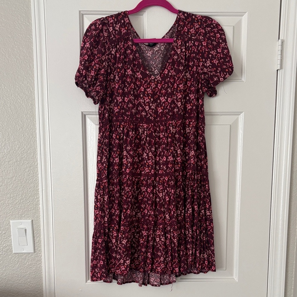 Wild Fable Floral Mini Dress - Burgundy and Pink